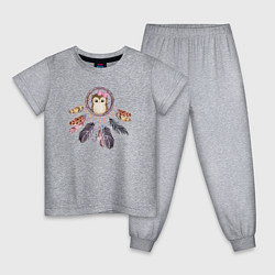 Пижама хлопковая детская Сова и ловец сна, цвет: меланж