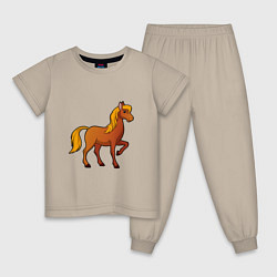 Пижама хлопковая детская Конь бьет копытом, цвет: миндальный