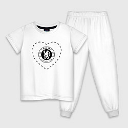 Пижама хлопковая детская Лого Chelsea в сердечке, цвет: белый