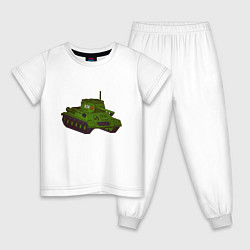 Пижама хлопковая детская Самый обычный танк, цвет: белый