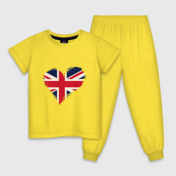 Пижама хлопковая детская Сердце - Британия, цвет: желтый