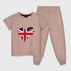 Пижама хлопковая детская Сердце - Британия, цвет: пыльно-розовый