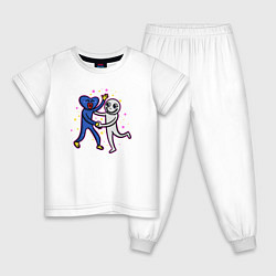 Пижама хлопковая детская Huggy and Man, цвет: белый
