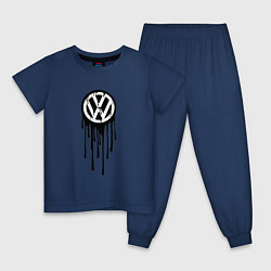 Пижама хлопковая детская Volkswagen - art logo, цвет: тёмно-синий