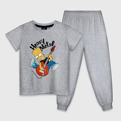 Пижама хлопковая детская Барт Симпсон - гитарист - heavy metal, цвет: меланж