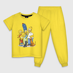 Пижама хлопковая детская Семейка Симпсонов встречает Новый Год!, цвет: желтый