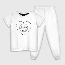 Пижама хлопковая детская Лого Porto в сердечке, цвет: белый