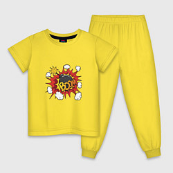Пижама хлопковая детская Взрыв маленькой бомбы, цвет: желтый