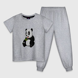 Пижама хлопковая детская Панда ест бамбук, цвет: меланж