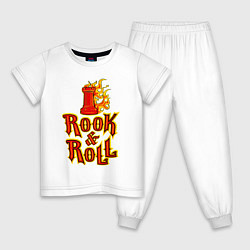 Пижама хлопковая детская Ладья и Ролл рок шахматы, цвет: белый
