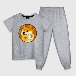 Пижама хлопковая детская Монета пёсика Доге, цвет: меланж