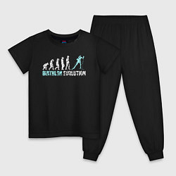 Пижама хлопковая детская Эволюция в биатлон, цвет: черный