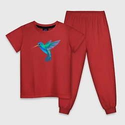 Пижама хлопковая детская Колибри синяя, цвет: красный