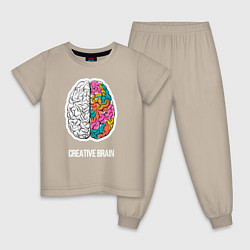 Пижама хлопковая детская Creative Brain, цвет: миндальный