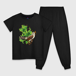 Пижама хлопковая детская Кукушка на дереве, цвет: черный