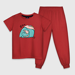 Пижама хлопковая детская Спящий слон с подушкой, цвет: красный