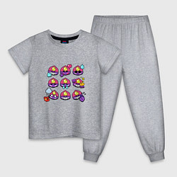 Пижама хлопковая детская Значки на Джин Пины Бравл Старс Gene, цвет: меланж
