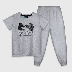 Пижама хлопковая детская Медведи боксеры, цвет: меланж
