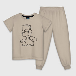 Пижама хлопковая детская Bart Simpson - Rock n Roll, цвет: миндальный