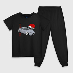 Пижама хлопковая детская Mazda MX-5 ND Miata ND Front View JDM Retro, цвет: черный