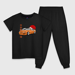 Пижама хлопковая детская Silvia s14 JDM Retro Car, цвет: черный