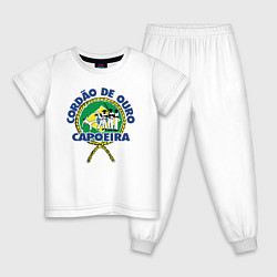 Пижама хлопковая детская Cordao de ouro Capoeira flag of Brazil, цвет: белый