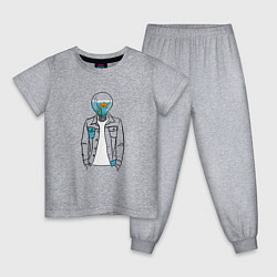 Пижама хлопковая детская Человек аквариум, цвет: меланж