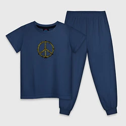 Пижама хлопковая детская Пацифика символ мира, цвет: тёмно-синий