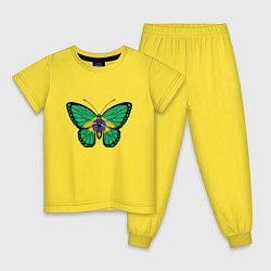 Пижама хлопковая детская Бабочка - Бразилия, цвет: желтый