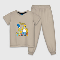 Пижама хлопковая детская The Simpsons - happy family, цвет: миндальный