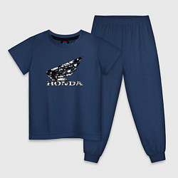 Пижама хлопковая детская Хонда логотип, цвет: тёмно-синий