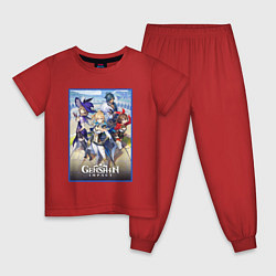 Пижама хлопковая детская Genshin impact : персонажи, цвет: красный