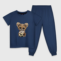 Пижама хлопковая детская Футбол - Гепард, цвет: тёмно-синий