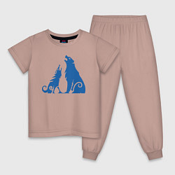Пижама хлопковая детская Атрей волк и Кратос медведь GoW Ragnarok, цвет: пыльно-розовый