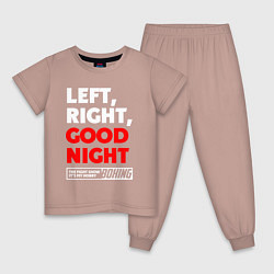 Пижама хлопковая детская Left righte good night, цвет: пыльно-розовый