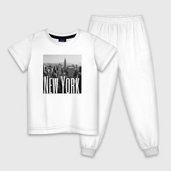 Пижама хлопковая детская New York city in picture, цвет: белый