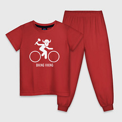 Пижама хлопковая детская Велосипед - Викинг, цвет: красный