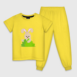 Пижама хлопковая детская Кролик в лесу, цвет: желтый