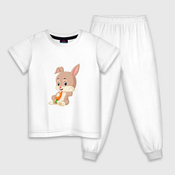 Пижама хлопковая детская Кролик с морковочкой, цвет: белый