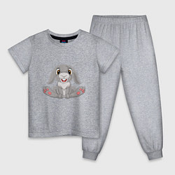 Пижама хлопковая детская Кролик - Улыбашка, цвет: меланж