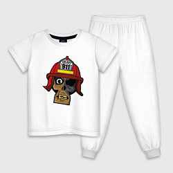 Пижама хлопковая детская Череп пожарного, цвет: белый