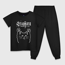 Пижама хлопковая детская Stigmata рок кот, цвет: черный