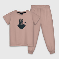 Пижама хлопковая детская Лисий остров, цвет: пыльно-розовый