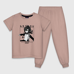 Пижама хлопковая детская Хэйдзо в квадрате, цвет: пыльно-розовый