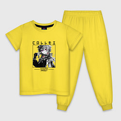 Пижама хлопковая детская Коллеи в квадрате, цвет: желтый