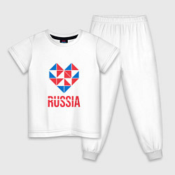 Пижама хлопковая детская Россия в моём сердце, цвет: белый