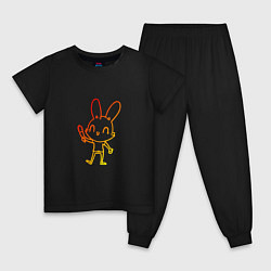 Пижама хлопковая детская Солнечный кролик, цвет: черный