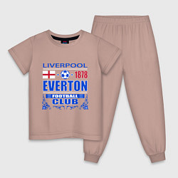 Пижама хлопковая детская Футбольный клуб Эвертон из Ливерпуля, цвет: пыльно-розовый