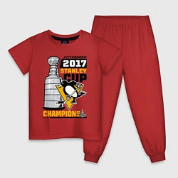 Пижама хлопковая детская Питтсбург Пингвинз НХЛ, цвет: красный