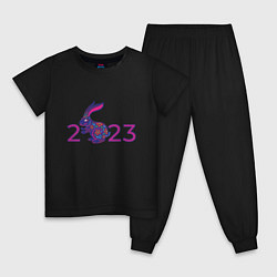 Пижама хлопковая детская Кролик 2023, цвет: черный